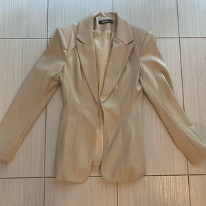 Missguided Faux Leather Beige Blazer